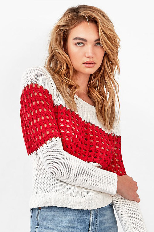 AS by DF Fire Island Sweater in Snow White and Red